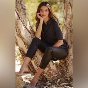 Womens Coated Lambskin Leather Leggings